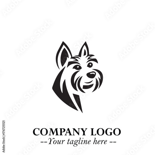 Cute Head of Dog Logo Symbol in Black on White Background with Modern Minimalist Design
