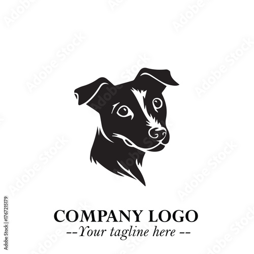 Cute Head of Dog Logo Symbol in Black on White Background with Modern Minimalist Design

