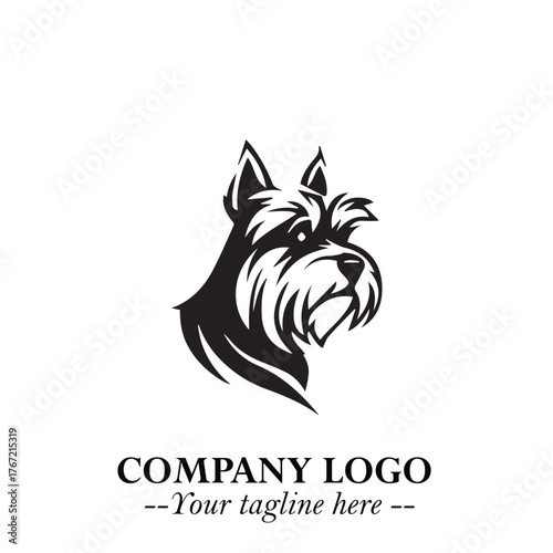 Cute Head of Dog Logo Symbol in Black on White Background with Modern Minimalist Design
