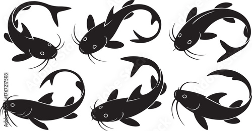 catfish silhouette design with white background
