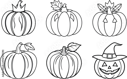 Scary Pumpkin Faces and Jack O Lantern Vector Bundle