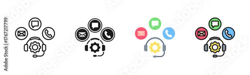 Multi-Channel Support Icon Pack In Multiple Styles