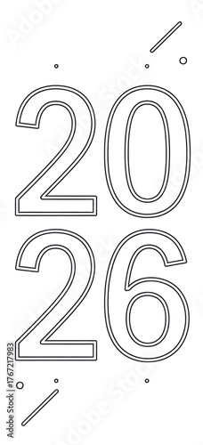 Year 2026 Outline Vector Minimalist Mobile Wallpaper Graphic