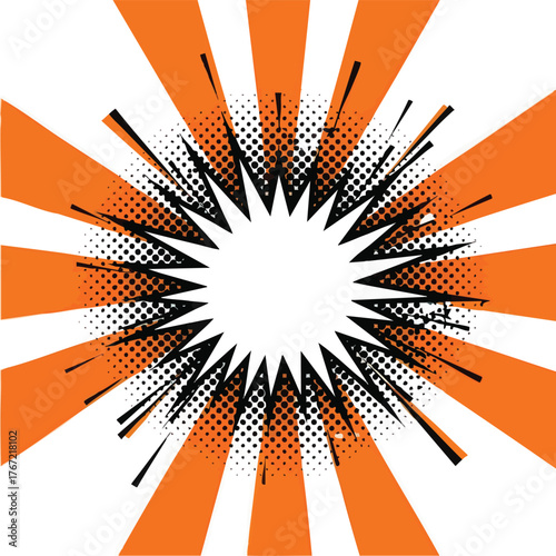 Explosion starburst comic book graphic element.