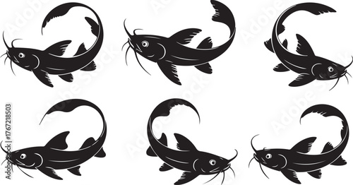 catfish silhouette design with white background