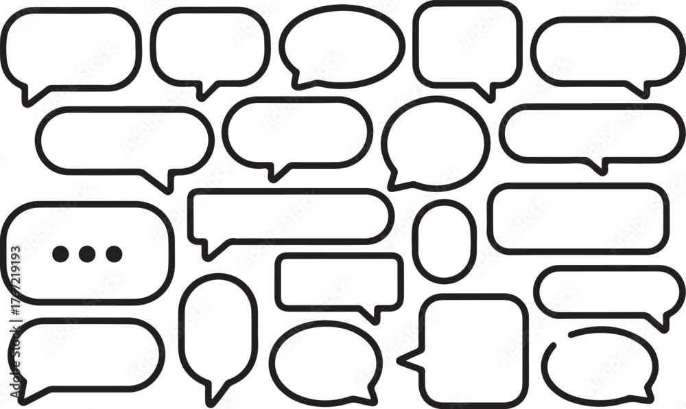Obraz premium Huge Set of Empty Speech Bubbles and Chat Boxes Outline Icons Vector