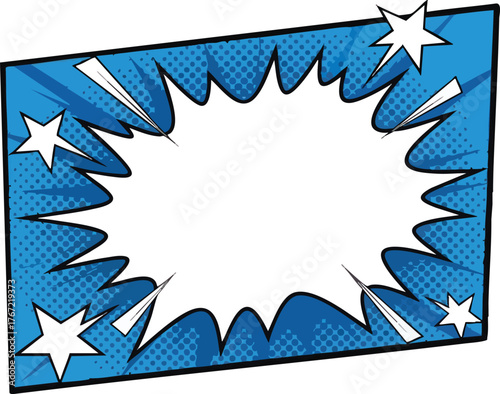 Blank comic book pop art explosion bubble for text.