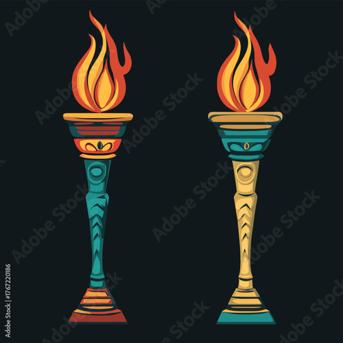 Medieval Torch Stand Vector Illustration for Historical Designs and Decor   , vector style simple color