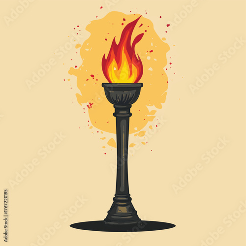 Medieval Torch Stand Vector Illustration for Historical Designs and Decor   , vector style simple color
