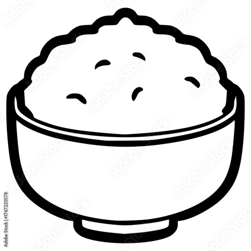 doodle rice bowl illustration hand drawn outline sketch vector