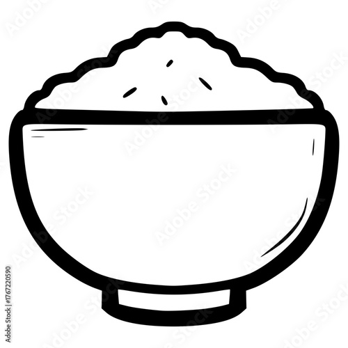 doodle rice bowl illustration hand drawn outline sketch vector