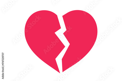 Red Heart broken, broken red heart emoji concept vector illustration
