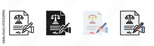 Contract Law Icon Pack In Multiple Styles