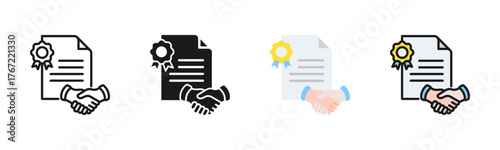 Legal Agreement Icon Pack In Multiple Styles