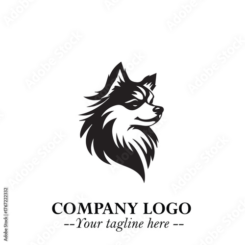Cute Head of Dog Logo Symbol in Black on White Background with Modern Minimalist Design

