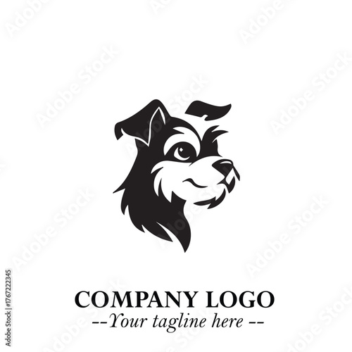Cute Head of Dog Logo Symbol in Black on White Background with Modern Minimalist Design
