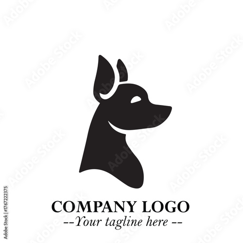 Cute Head of Dog Logo Symbol in Black on White Background with Modern Minimalist Design
