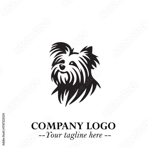 Cute Head of Dog Logo Symbol in Black on White Background with Modern Minimalist Design
