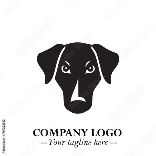 Cute Head of Dog Logo Symbol in Black on White Background with Modern Minimalist Design
