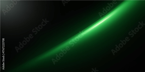 Abstract green and blue wave design with a central spotlight glow, creating a digital motion illustration background with dark line texture