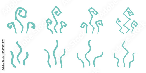 Set of hand drawn steam and smoke Steam swirls doodle Heat waves or aroma from cooking food and hot coffee, gas and fumes Single element for print, web, design, decor