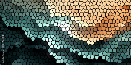 Seamless black geometric snake skin tile grid background texture