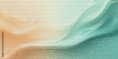 Abstract blue background with colorful lines, grunge texture, and aged linen canvas design pattern