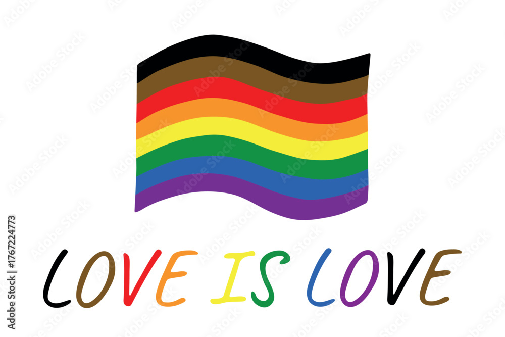 Obraz premium Colorful Gay pride flag Happy pride day LGBTQ community Pride Month Vector hand drawn doodle for posters, stickers, logo, cards