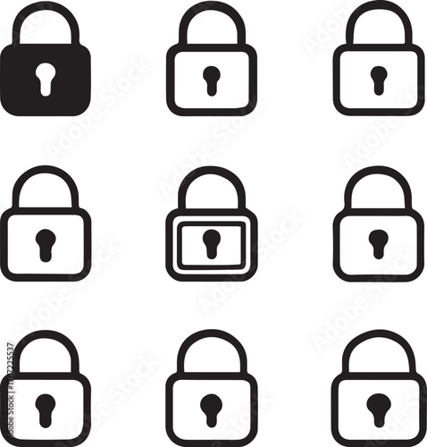 Secure your data with these modern lock icons, perfect for app development, website design, and cybersecurity branding, offering a professional touch