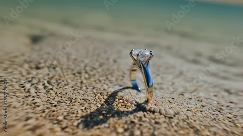Lost Diamond Ring: Underwater Discovery on Sandy Seabed