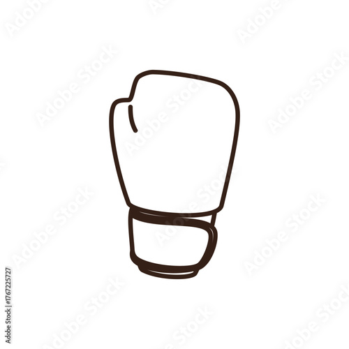 line art of pink boxing glove with an orange cuff, outlined in black