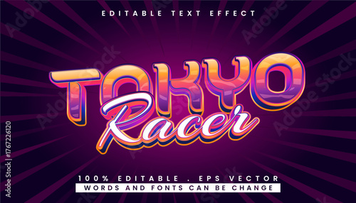 Tokyo Racer Editable Text Effect with Retro Neon Glow and Gradient Colors