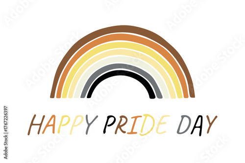 Colorful rainbow shape Bear brotherhood pride flag Happy pride day LGBTQIA community Pride Month Vector hand drawn doodle for posters, stickers, logo, cards