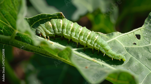 Green caterpillar on leaf