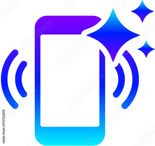 Generative AI Sparkle Vibrate Mode Icon with Phone and Vibration Waves