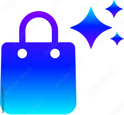 Generative AI Sparkle Shopping Bag Icon with Lock for Secure Purchase