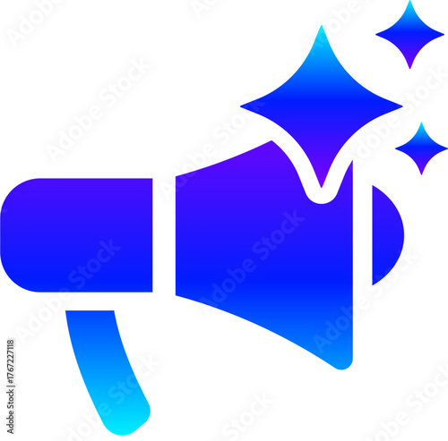 Generative AI Sparkle Megaphone Icon with Magic Glow for Announcement