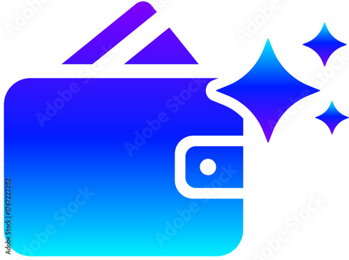 Generative AI Sparkle Wallet Icon with Money and Magic Glow for Finance
