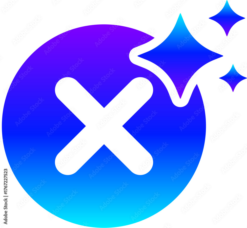 Fototapeta premium Generative AI Sparkle Close Icon with 'X' Cross Mark and Magic Glow