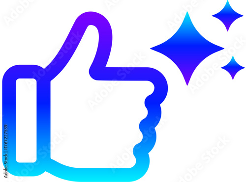 Generative AI Sparkle Thumbs Up Icon with Magic Glow for Like and Approval