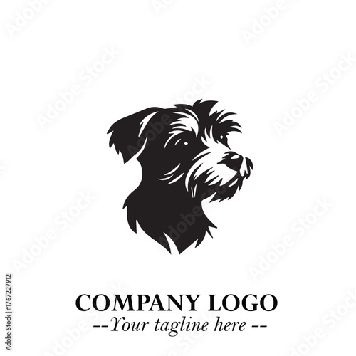Cute Head of Dog Logo Symbol in Black on White Background with Modern Minimalist Design
