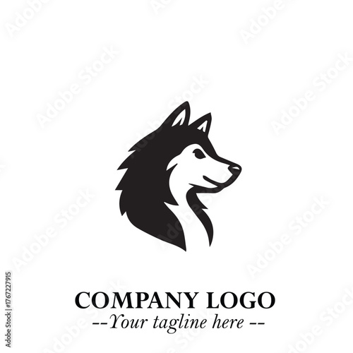 Cute Head of Dog Logo Symbol in Black on White Background with Modern Minimalist Design
