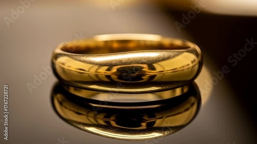 Gleaming Gold Wedding Ring: Reflection, Luxury, and Romance.
