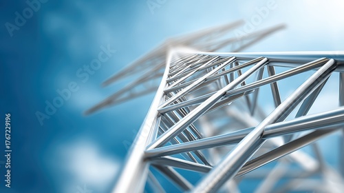 Power Grid Transmission Tower - Energy Infrastructure Stock Photo, Electricity