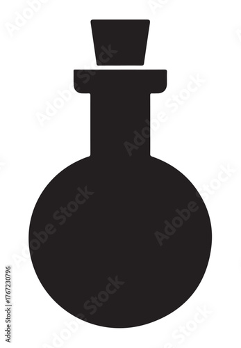 Black silhouette of a potion bottle simple vector illustration isolated on white background