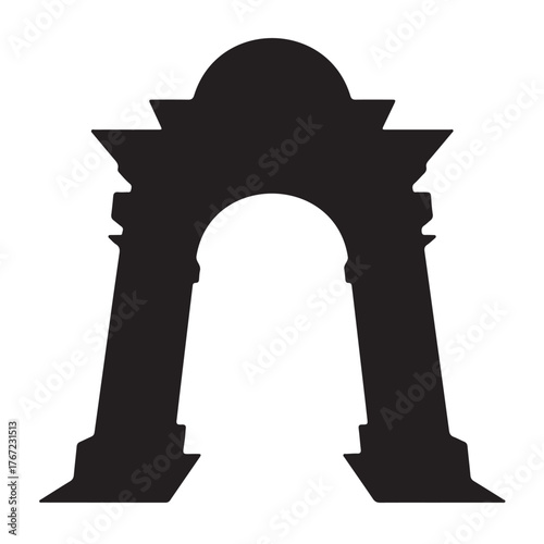 Silhouette of a classical archway vector illustration of an architectural element isolated on white backgro