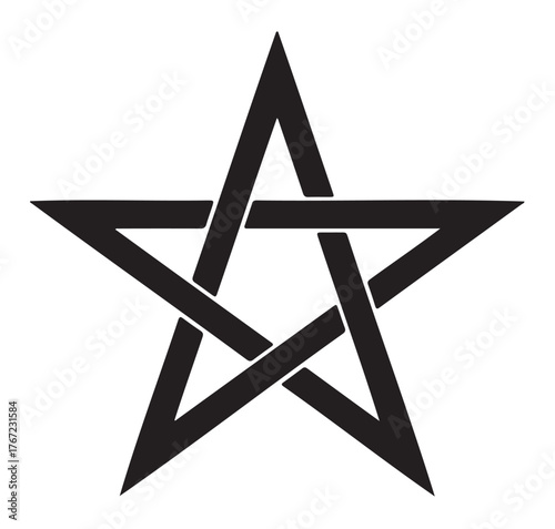 Black and white pentagram illustration a five-pointed star vector symbol isolated on white background