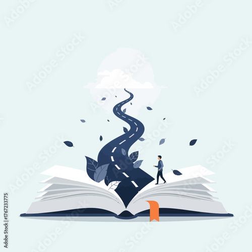 Road Emerging from Book Concept