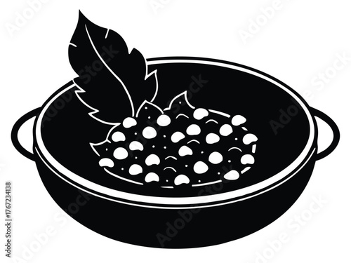 Vector art of silhouette of a bowl of chana masala