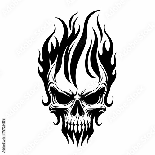 Skull ablaze Spooky flaming skull vector art, ideal for Halloween designs